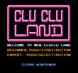 Clu Clu Land title screen for Famicom Disk System
